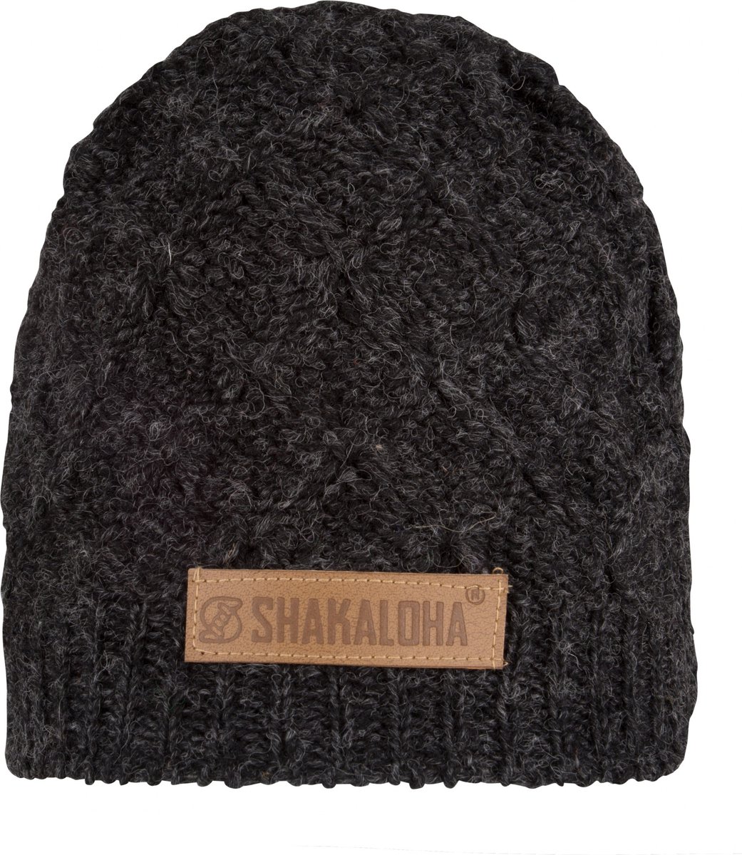 Shakaloha Gebreide Wollen Muts Heren & Dames Beanie Hat van schapenwol met polyester fleece voering - Bear Beanie Antracite Unisex - One Size Wintermuts