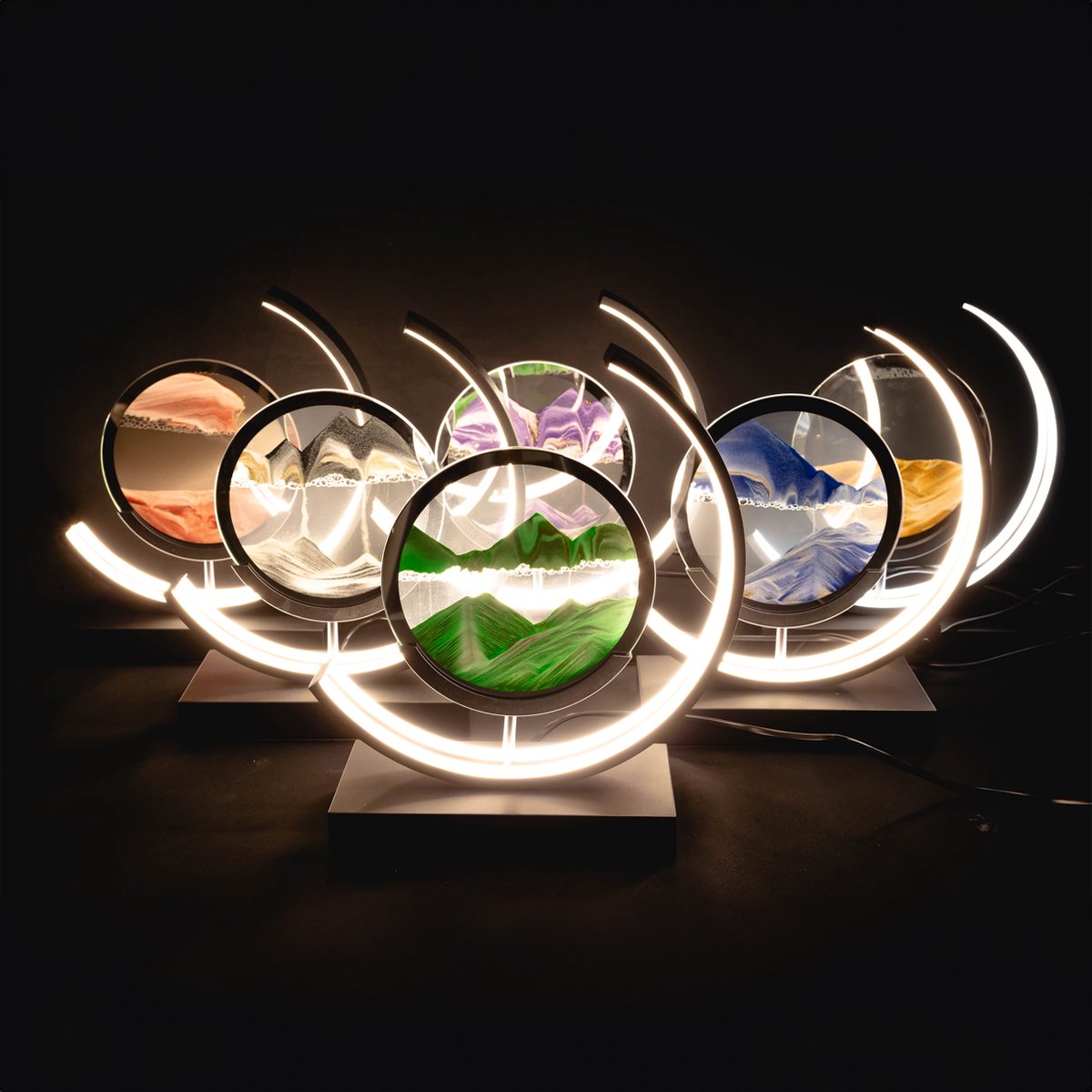 TIAASTAP Bewegende zandkunst afbeeldingen, 3D zandloper diepzee zandlandschap tafellamp, zandschilderij vloeibare beweging decor voor desktop thuiskamer kantoor werk (blauw, 25cm TIAASTAP Bewegende zandkunst afbeeldingen, 3D zandloper diepzee zandlandschap tafellamp, zandschilderij vloeibare beweging decor voor desktop thuiskamer kantoor werk (blauw, 25cm