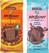 Mixpakket Feastables Mr Beast Chocoladerepen (Dark, Pinda) 2 x 60 Gram