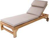 AXI Rama Chaise longue en Teck avec coussin - Chaise longue en bois avec coussin beige - Dossier avec 4 pieds - 204x70cm