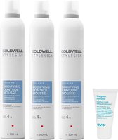 3 x Goldwell - Stylesign Bodifying Control Mousse - 500 ml + WILLEKEURIG Travel Size
