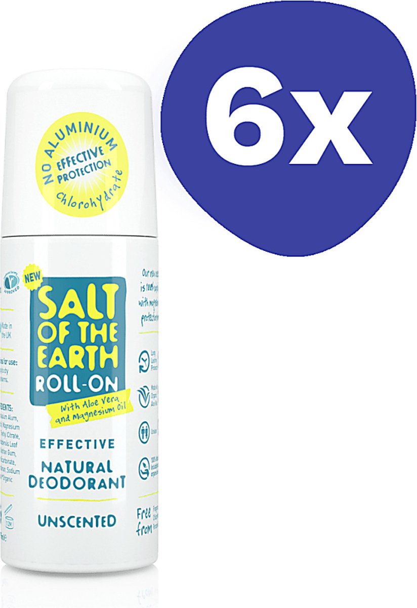 Goedkoopste Salt of the Earth Natural Unscented Roll-On Deodorant (6x 75ml