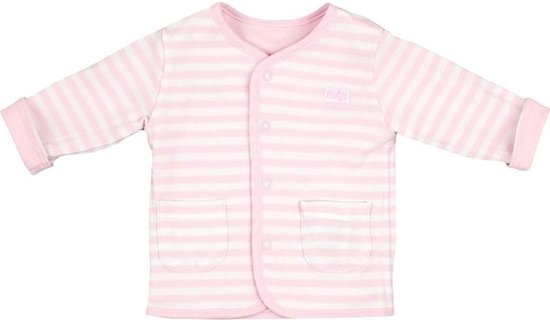 Reversible vest uni roze - roze streep met wit mt