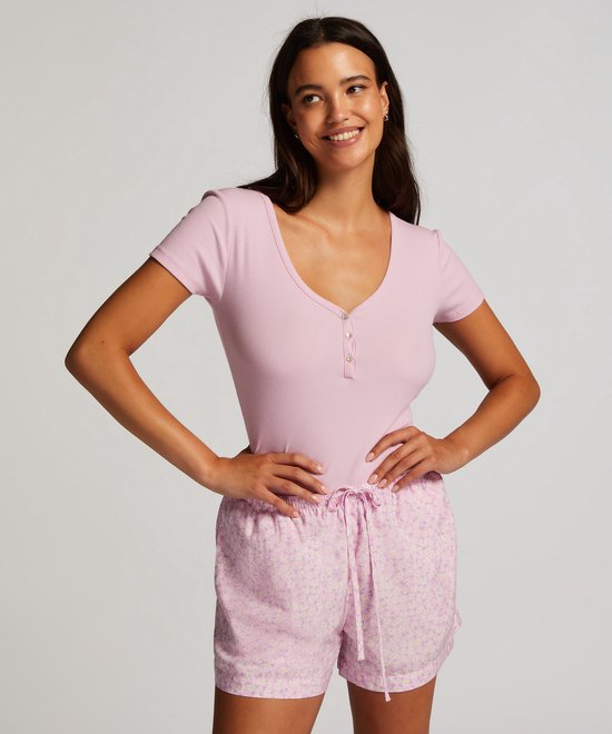 Hunkemöller Dames Nachtmode Pyjama shorts - Roze - maat L - Hunkemöller