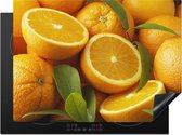 KitchenYeah® Inductie beschermer 70x52 cm - Sinaasappel - Blad - Fruit - Kookplaataccessoires - Afdekplaat voor kookplaat - Inductiebeschermer - Inductiemat - Inductieplaat mat