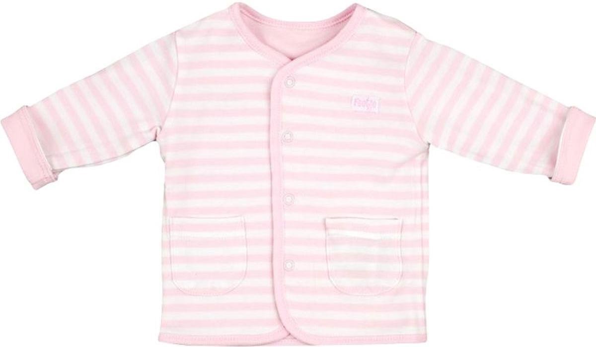 Feetje reversible vest uni roze - roze streep met wit maat 50