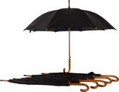 Premium Zwarte Automatische Paraplu Set van 6 - Duurzaam en Stijlvol - Regenkleding Must-Have! | 102cm Diameter voor Volwassenen | Unisex met Houten Handvat