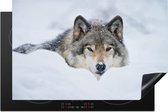 KitchenYeah® Inductie beschermer 80.2x52.2 cm - Wolf - Sneeuw - Vacht - Kookplaataccessoires - Afdekplaat voor kookplaat - Inductiebeschermer - Inductiemat - Inductieplaat mat