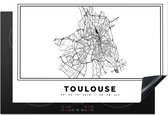 KitchenYeah® Inductie beschermer 77x51 cm - Kaart – Toulouse - Zwart Wit – Plattegrond – Stadskaart - Kookplaataccessoires - Afdekplaat voor kookplaat - Inductiebeschermer - Inductiemat - Inductieplaat mat
