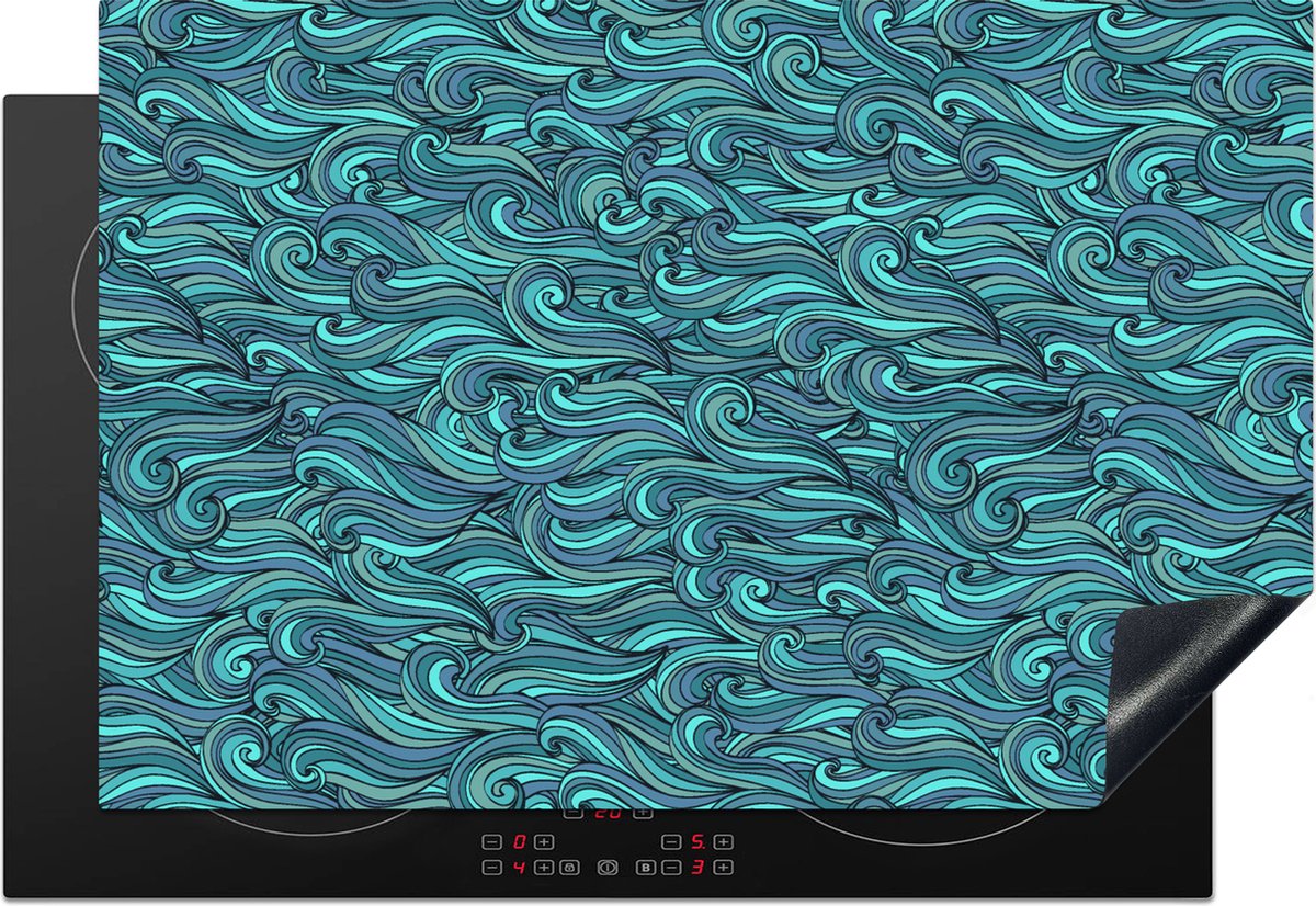 KitchenYeah® Inductie beschermer 77x51 cm - Waves - Patronen - Water - Kookplaataccessoires - Afdekplaat voor kookplaat - Inductiebeschermer - Inductiemat - Inductieplaat mat