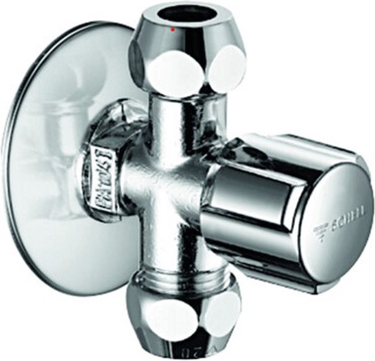 Schell hoekstopkraan met 2 afvoeren 3/8 M