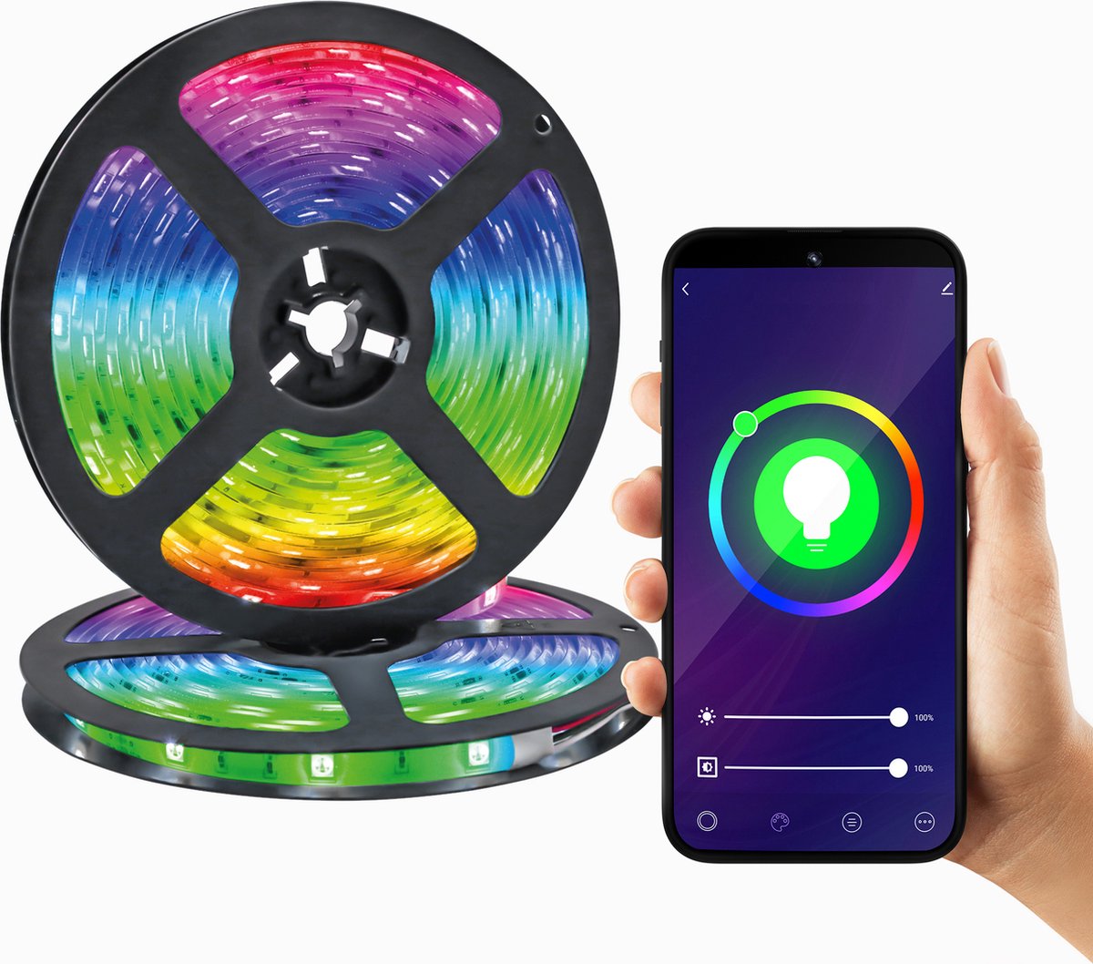 XCOAST WLAN Slimme SMART LED-stripverlichting RGBW 2m - Kan worden bediend met de gratis Smart Life app