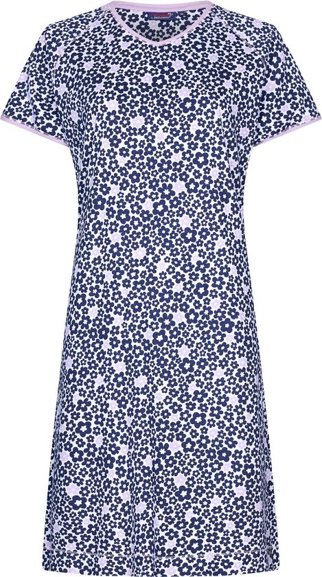 Chemise de nuit pour femme Rebelle - Manches courtes - Fleur violette - 44 - Lilas