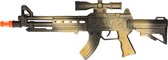 Verkleed speelgoed Politie/soldaten geweer - machinegeweer - zwart/goud - plastic - 38 cm