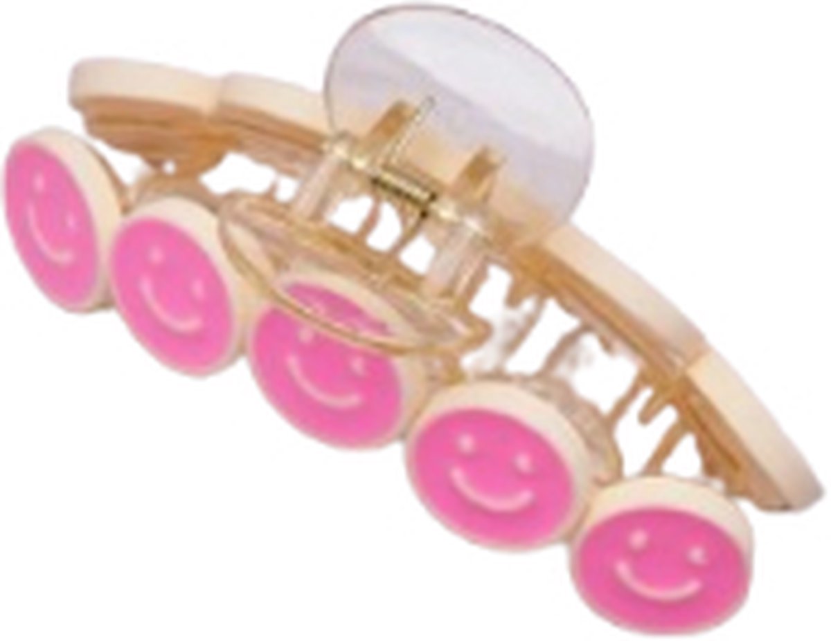Haarklem smiley - haarknip met smileys - smiley - roze smiley haarklem - vrolijke smiley haarknip