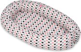 Babynest 80x55 cm | Roze, zwarte en grijze hartjes