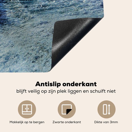 KitchenYeah® Inductie beschermer 80.2x52.2 cm - Golven in blauwe zee - Kookplaataccessoires - Afdekplaat voor kookplaat - Inductiebeschermer - Inductiemat - Inductieplaat mat