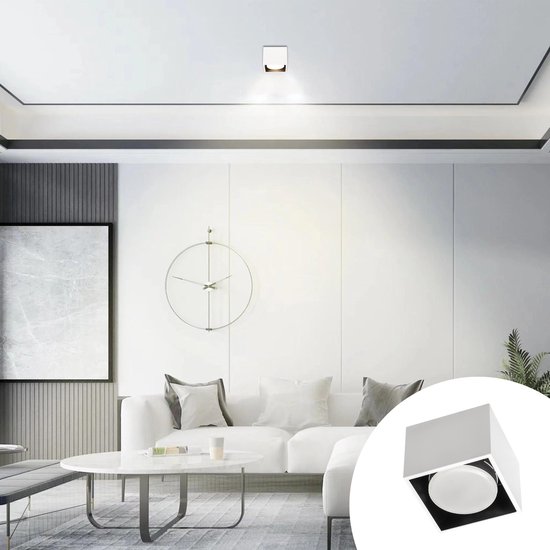 Plafonnier LED LED's Light Cube - 1 point lumineux - Luminaire orientable - Acier - 10 x 8 cm - Wit