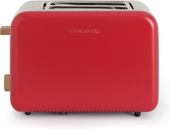 CREATE TOAST RETRO XL Sleuven Broodrooster - Gebroken Wit - Voor Brede Plakken 6 Niveaus Functies 1500w