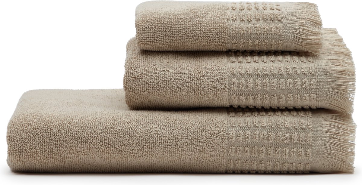 Kave Home - Veta badhanddoek van 100% katoen in beige 70 x 140 cm