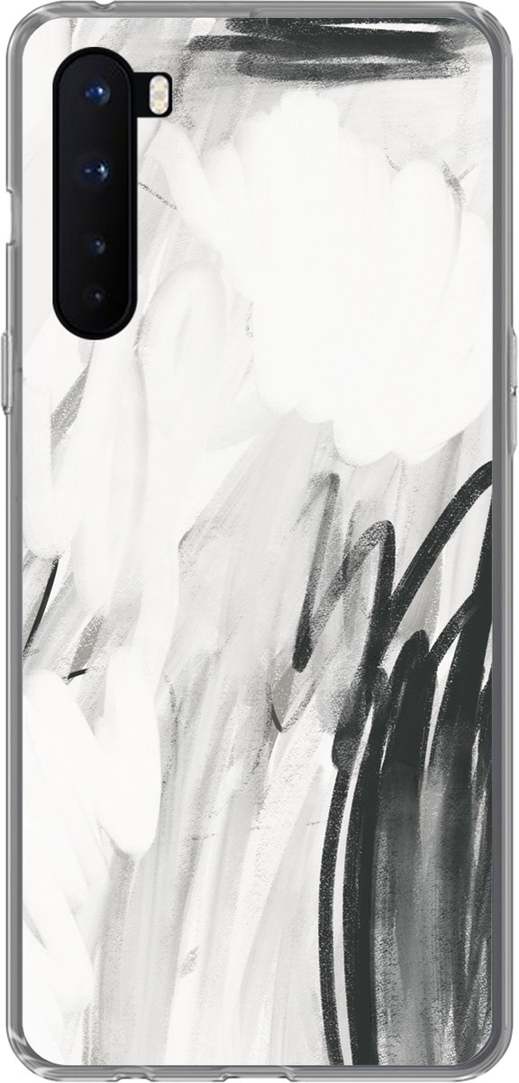 Telefoonhoesje Geschikt voor OnePlus Nord hoesje - Kunst - Zwart - Wit - Abstract - Siliconen Telefoonhoesje Telefoonhoesje