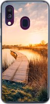 Geschikt voor Samsung Galaxy A40 hoesje - Zonsondergang in de Nederlandse polder - Siliconen Telefoonhoesje