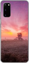 Geschikt voor Samsung Galaxy S20 hoesje - Paarse tinten in Nederlands landschap - Siliconen Telefoonhoesje