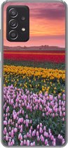 Geschikt voor Samsung galaxy a73 hoesje - Paarse tulpen in Nederland - Siliconen Telefoonhoesje