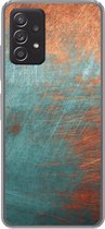 Geschikt voor Samsung Galaxy A53 5G hoesje - Metaal - Roest print - Brons - Blauw - Abstract - Structuur - Siliconen Telefoonhoesje