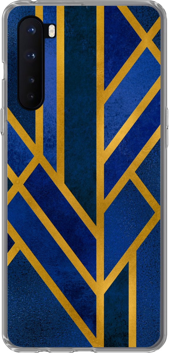 Telefoonhoesje Geschikt voor OnePlus Nord hoesje - Goud - Blauw - Luxe - Siliconen Telefoonhoesje Telefoonhoesje