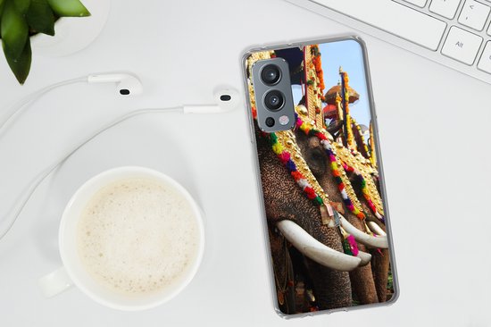 Telefoonhoesje Geschikt voor OnePlus Nord 2 5G hoesje - Olifant - Parade - Dieren - Siliconen Telefoonhoesje Telefoonhoesje
