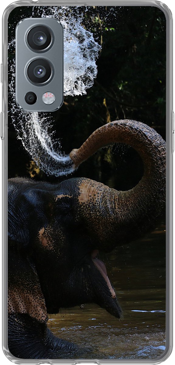 Telefoonhoesje Geschikt voor OnePlus Nord 2 5G hoesje - Olifant - Water - Slurf - Dieren - Natuur - Siliconen Telefoonhoesje Telefoonhoesje