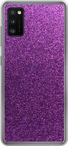 Geschikt voor Samsung Galaxy A41 hoesje - Glitter - Roze - Design - Abstract - Siliconen Telefoonhoesje