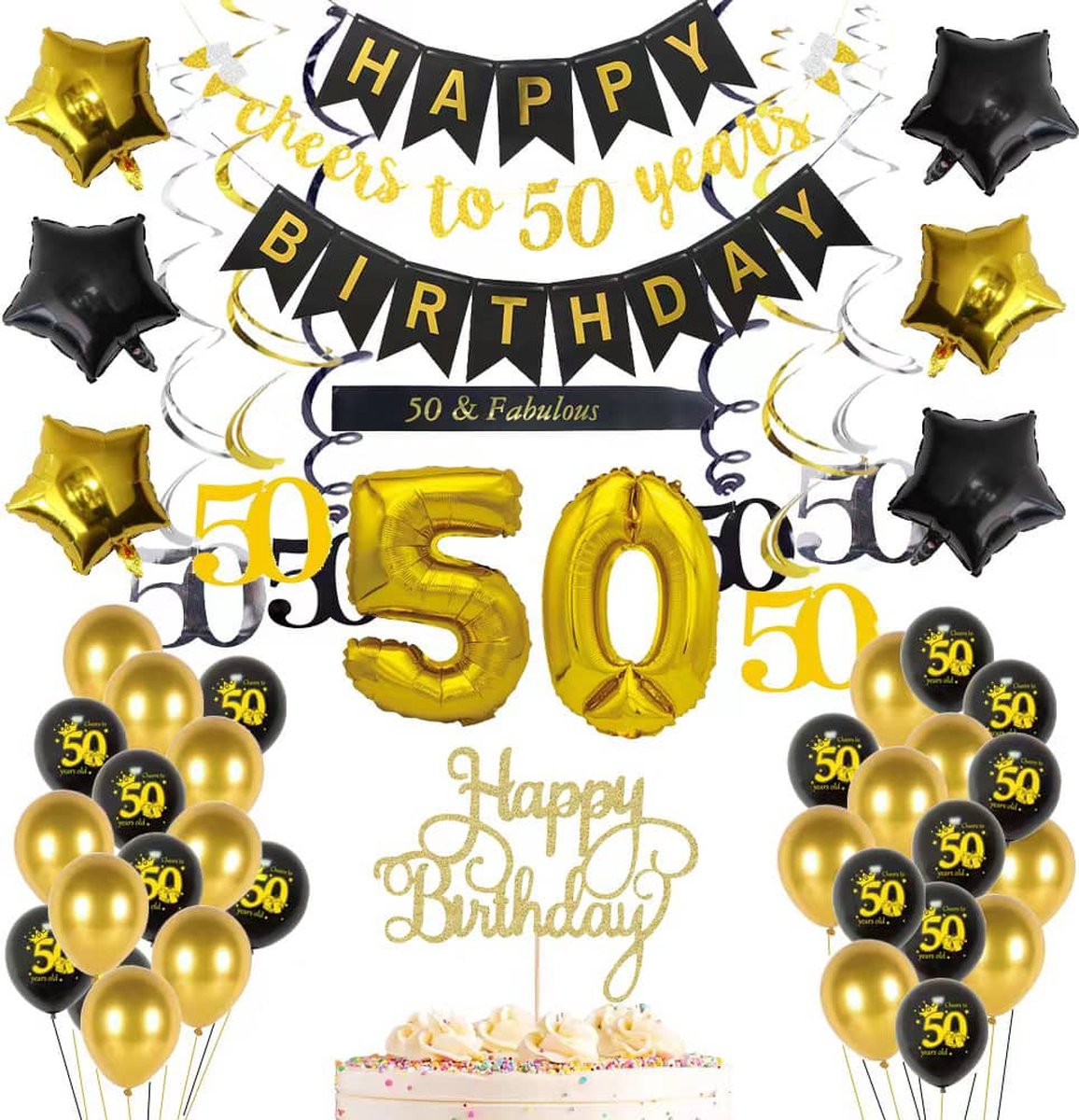 Fissaly® 50 Ans Sarah & Abraham Anniversaire Décoration Embellissement -  Ballons 