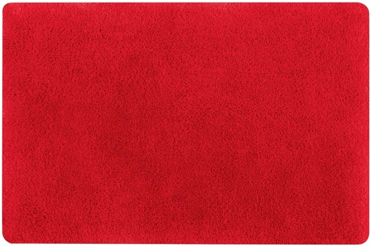Spirella badkamer vloer kleedje/badmat tapijt - Supersoft - hoogpolig luxe uitvoering - rood - 50 x 80 cm - Microfiber - Anti slip - Sneldrogend