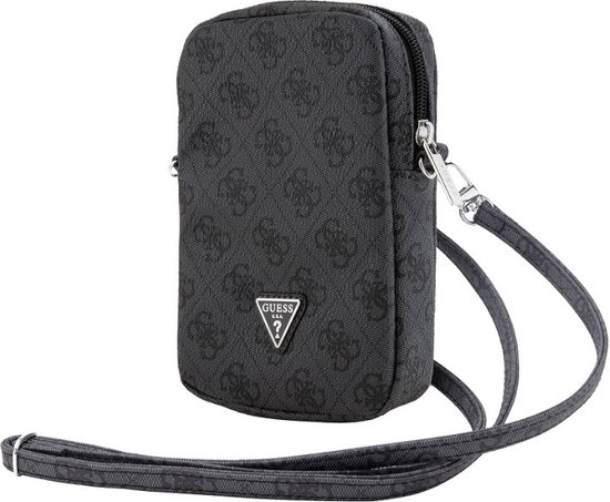 Guess PU 4G Triangle Logo Wallet Phone Bag Zipper - Zwart