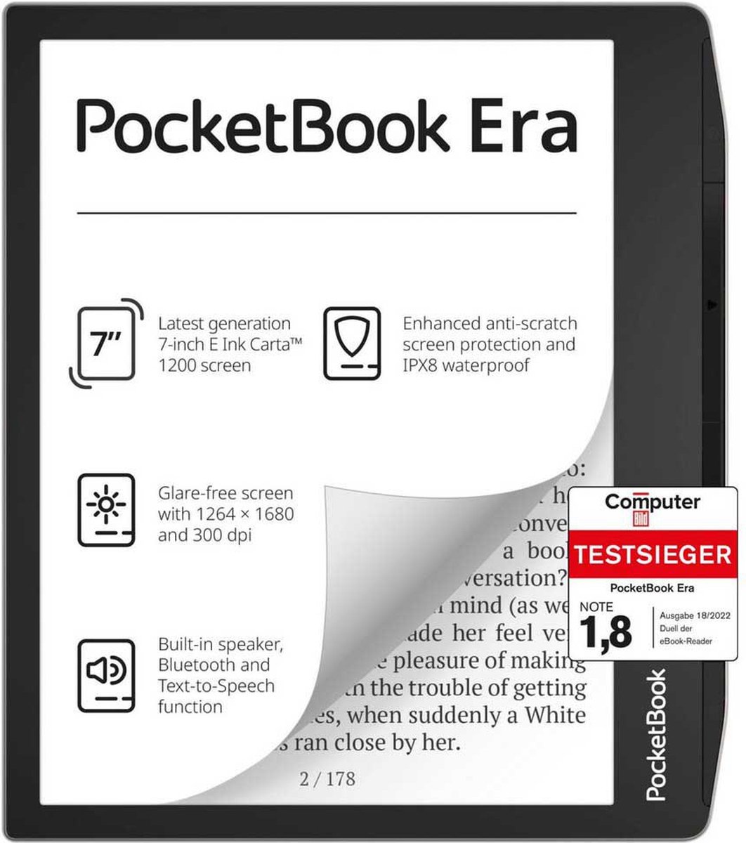 PocketBook Era Stardust Silver - E-reader - Groot scherm 7 Inch - 16 GB - Snel - Waterbestendig - Pocketbook