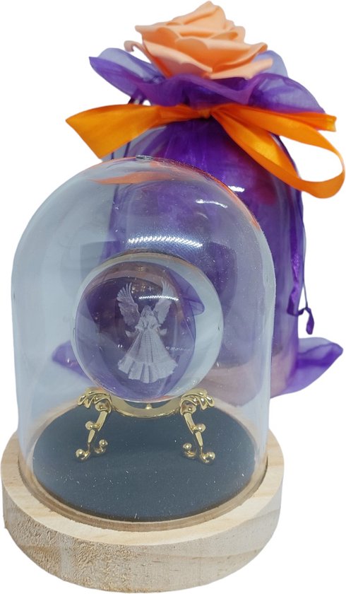 Cloche en plastique avec boule en verre Engel 3D | Engel 3D | Bocal | Boule de verre 3D | 5 couleurs de mousse | amour | cadeau de copines | cadeau | Saint | Noël | jours fériés | A. de Laar |