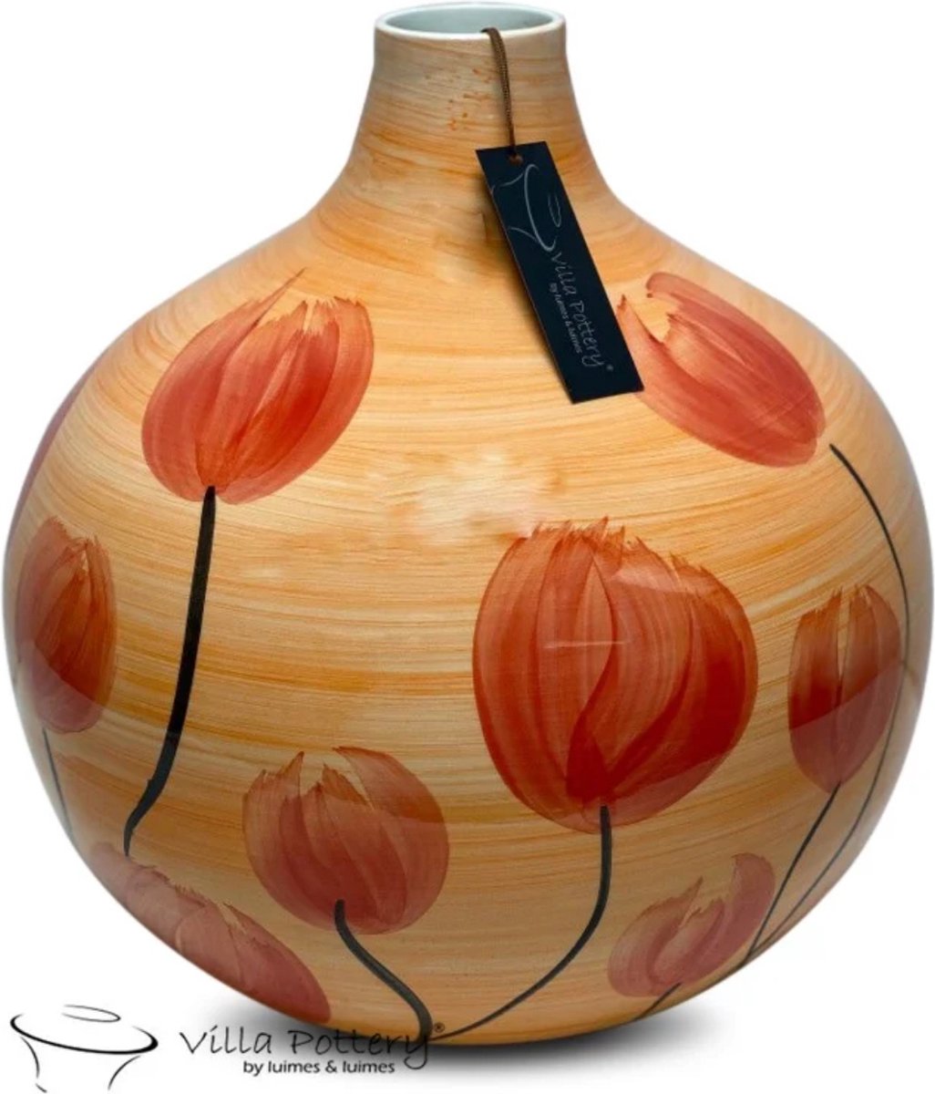 Irishflowers Vaas - Keramiek - Decoratie - Voorjaar - Villa Pottery - Woondecoratie - Francis 1_3 Orange/Red Oranje