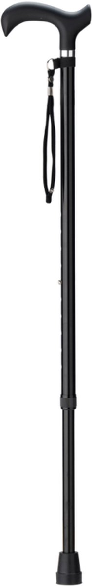 Wandelstok Zwart met ergonomisch comfort handvat en polsbandje - Loopstok - Verstelbaar 76 - 98,5 cm - Lichtgewicht