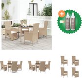 vidaXL 5 delige Tuinset met kussens poly rattan beige Tuinstoel Inclusief Onderhoudsset