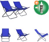 vidaXL Strandstoelen 2 st inklapbaar stof blauw Tuinstoel Inclusief Reiniger