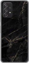 Geschikt voor Samsung Galaxy A33 5G hoesje - Marmer print look - Luxe - Zwart - Goud - Siliconen Telefoonhoesje