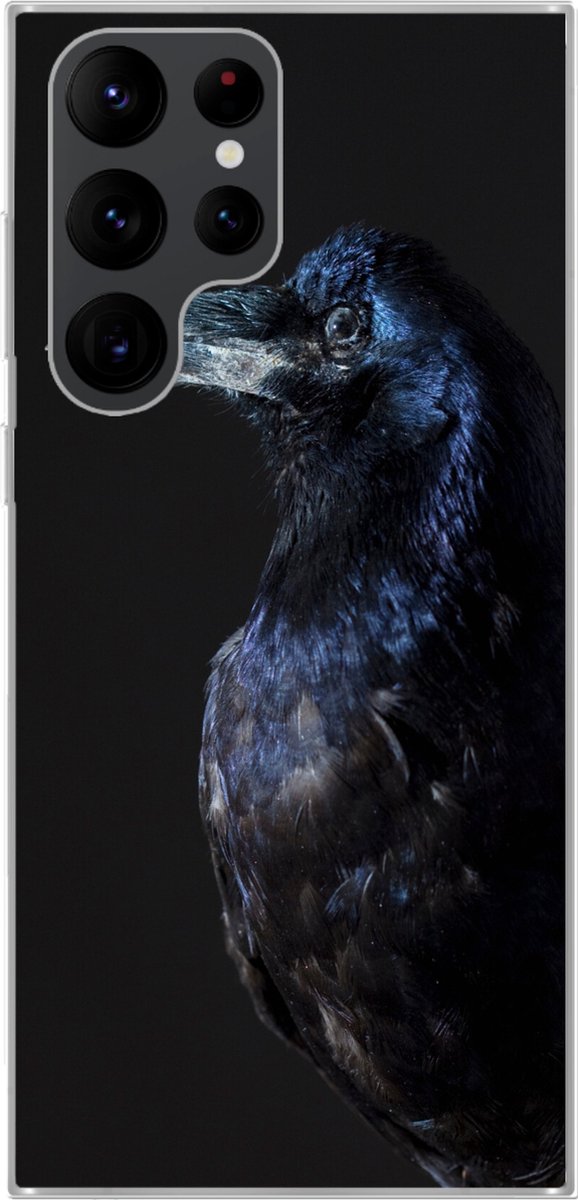 Telefoonhoesje Geschikt voor Samsung Galaxy S22 Ultra hoesje - Vogel - Dieren - Zwart - Siliconen Telefoonhoesje Telefoonhoesje