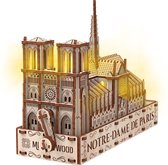 M. Playwood Cathédrale Notre Dame (éco-lumière) - Puzzle 3D en bois - Kit de construction en bois - DIY - Artisanat - Miniature - 204 pièces