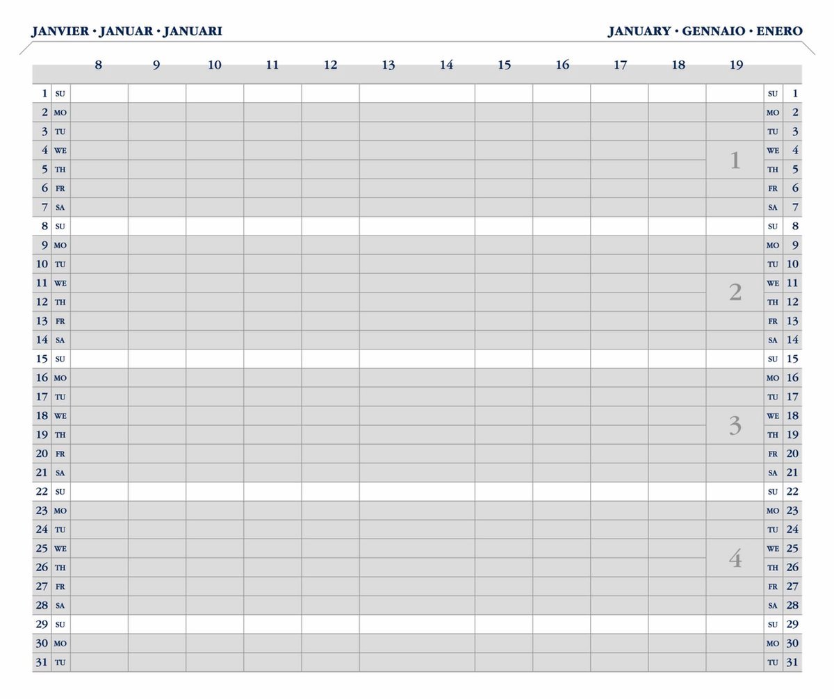 Ryam Zakagenda 2027 - Memoplan 30 BLAUW (9cm x 15.1cm)