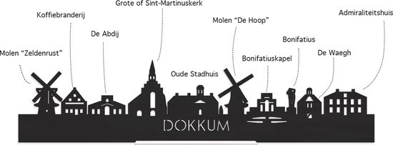 Skyline Telefoonhouder Dokkum Eikenhout - Smartphone Tablet Houder 7x15 cm - iPad / iPhone / Smartphone tafel standaard desktop - Thuis werken - Cadeau - WoodWideCities