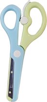 Fako Bijoux® - Kinderschaar - Easy Open - Stainless Steel - Plastic Punt - Soft - 13.5cm - Blauw/Geel