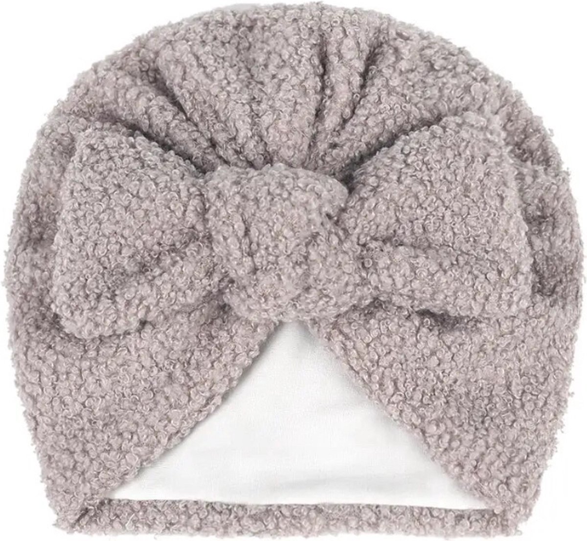 Goedkoopste teddy muts baby - turban - grijs - kraamcadeau - winter - muts