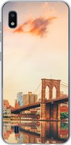 Geschikt voor Samsung Galaxy A10 hoesje - New York - Brooklyn - Bridge - Zonsondergang - Siliconen Telefoonhoesje